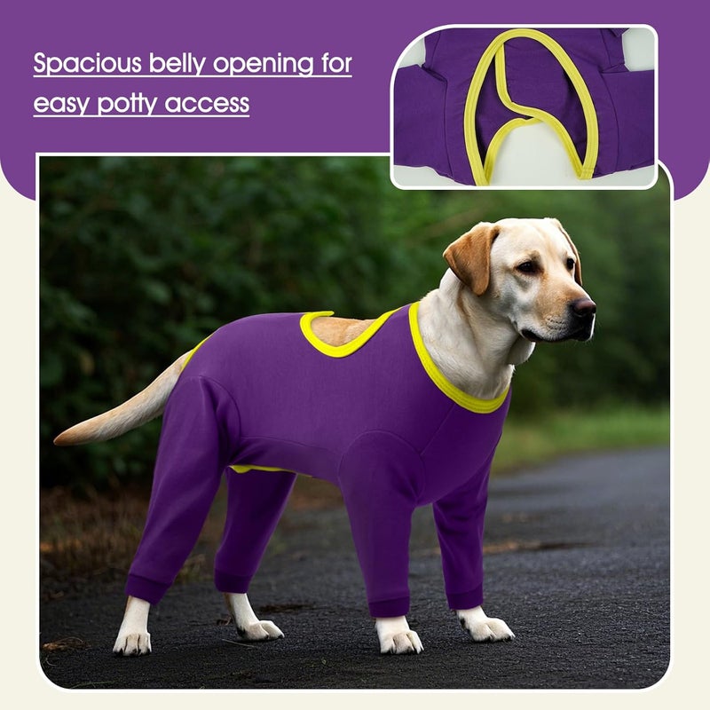 IDOMIK Dog Recovery Suit After Surgery,Long Sleeve Dog Surgical Onesie for Surgery,Soft Breathable Pet Pajamas Anti Shedding,Adjustable Bodysuit Prevent Licking Wound,Cone Collar Alternative,Purple,L - Image 5